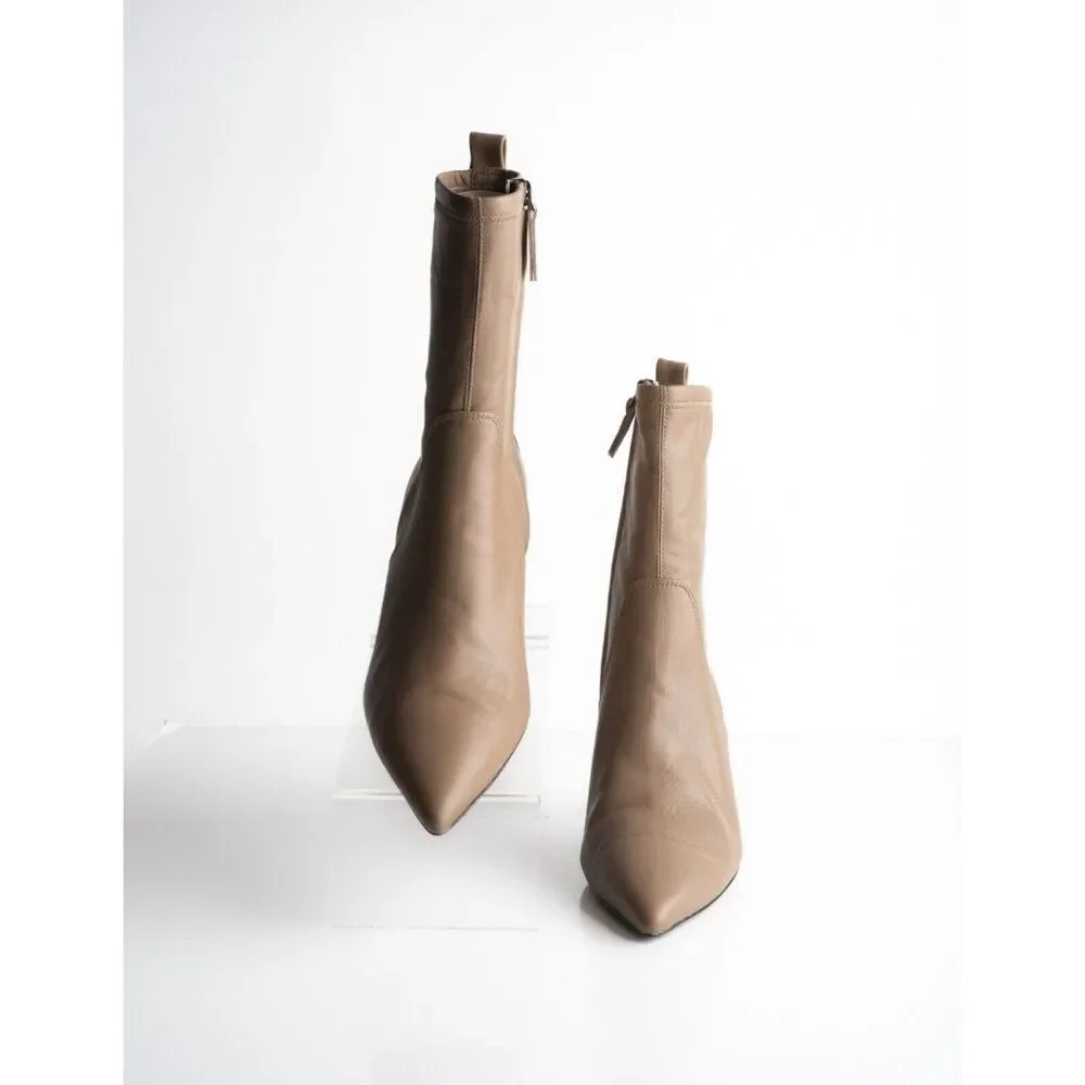 Massimo Dutti Womens Brown Boots Booties Leather Mid Calf Pointed EU 40 US 9 - Picture 4 of 8